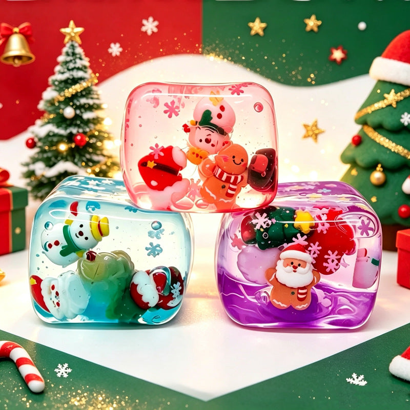 Christmas  Squishy Toy – 5.5CM Cute Holiday Sensory Squeeze Block with Mini Christmas Figures, Soft Stress Relief Fidget Toy