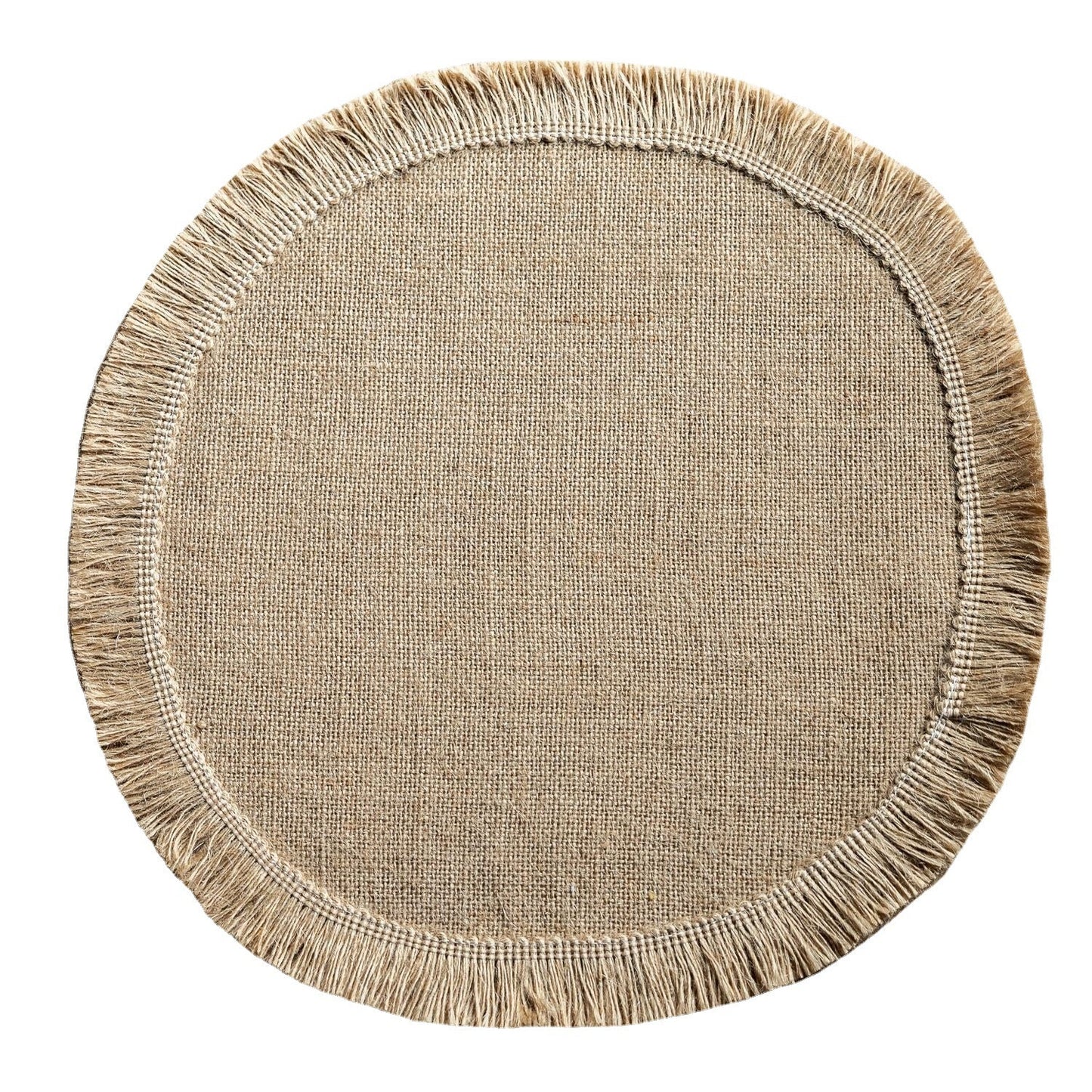 Farmhouse Vintage Jute Placemat with Tassels, Round Bowl Mat, Rectangular Heat Resistant Table Mat & Napkin