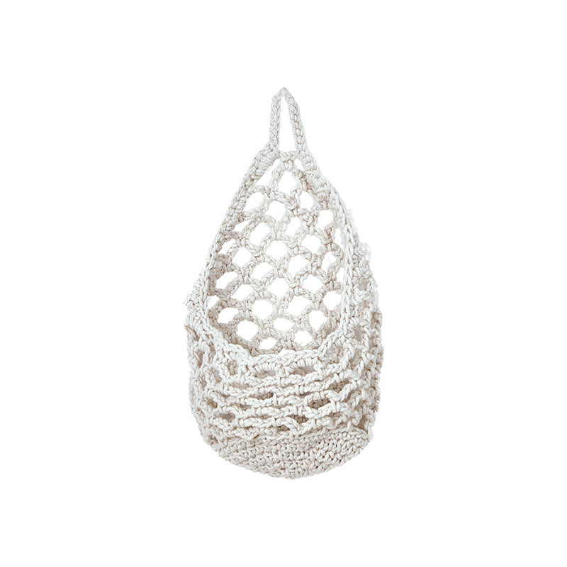 Hanging Crochet Storage Basket –30*20CM Cotton Rope Wall Hanging Fruit & Vegetable Net Bag for Kitchen& Home Decor