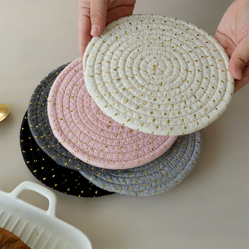 Handwoven Cotton Rope Trivet, Multi-Purpose Kitchen Table Mat & Heat Resistant Coaster