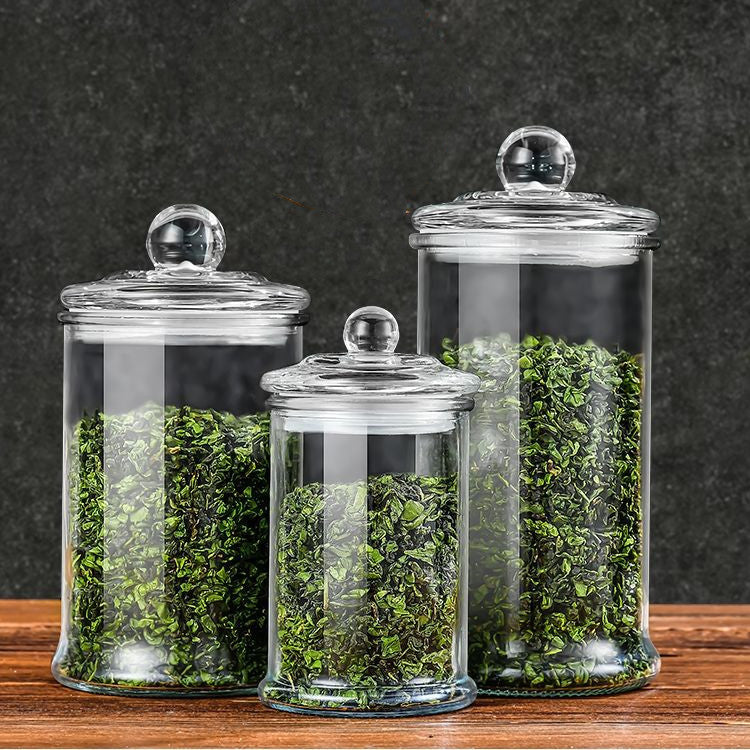 Glass Storage Jar with Lid – Airtight Container for Tea, Grains & Dry Goods
