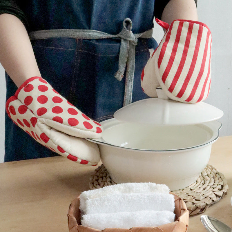 Polka Dot Oven Mitt, Heat Resistant Kitchen Glove
