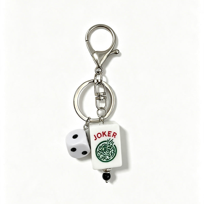 Mahjong Joker Tile and Dice Resin Keychain – Game Lover Bag Charm