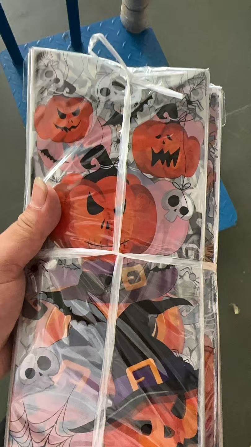 100-Pack Halloween Treat Bags – 3 Assorted Designs, Clear Plastic Candy Bags