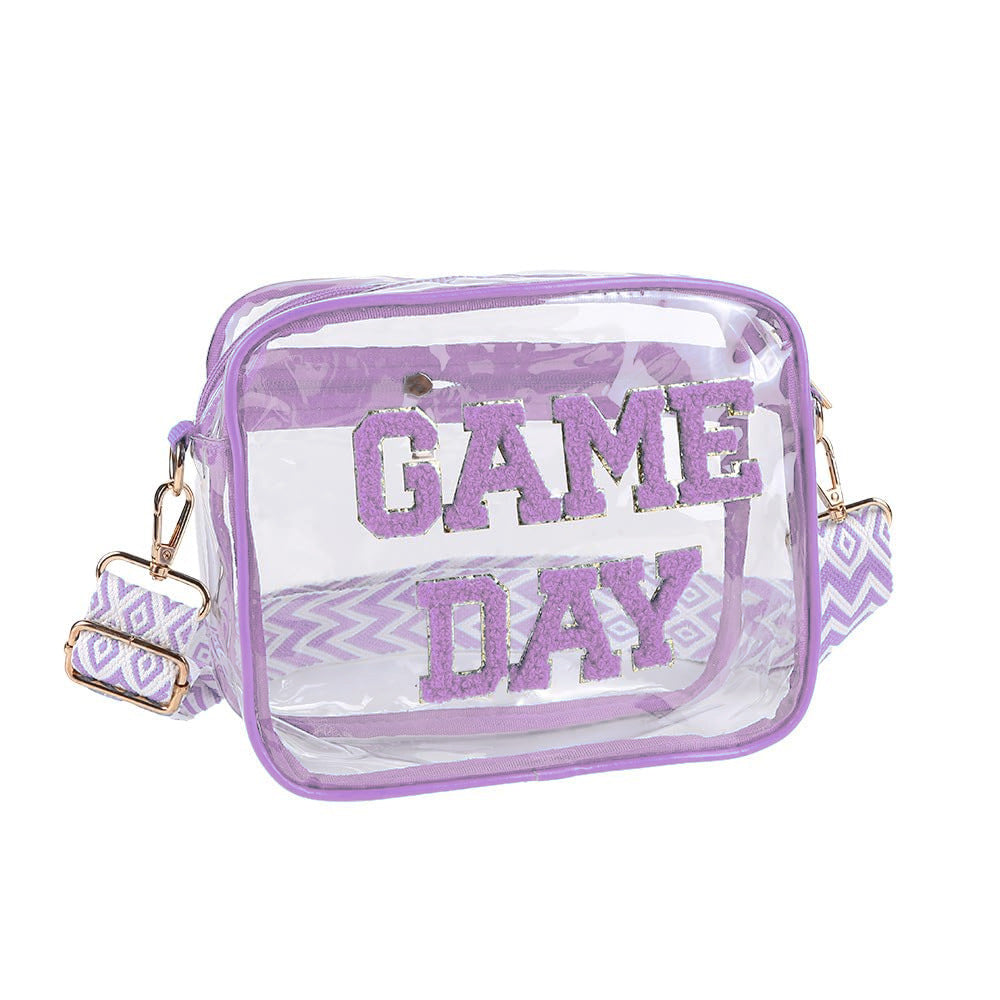 Clear Game Day Crossbody Bag with Chenille Letters