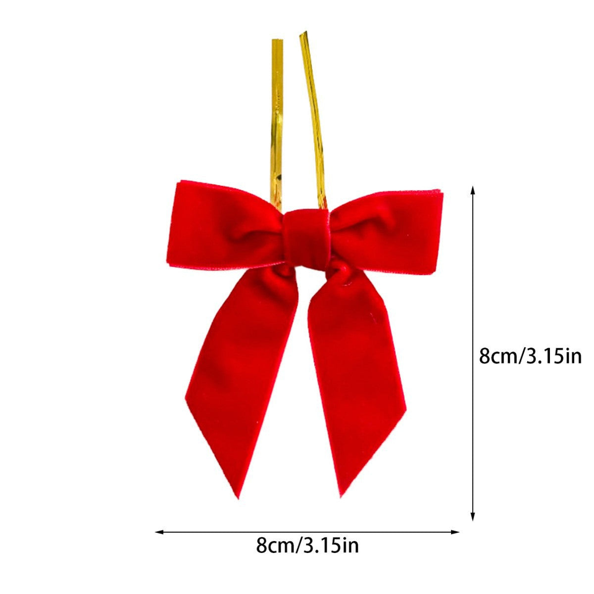 24-Piece Christmas Velvet Bow Ornament Set – 8 cm Red & Burgundy Holiday Bows with Gold Twist Ties for Christmas Tree, Wreath & Gift Decor