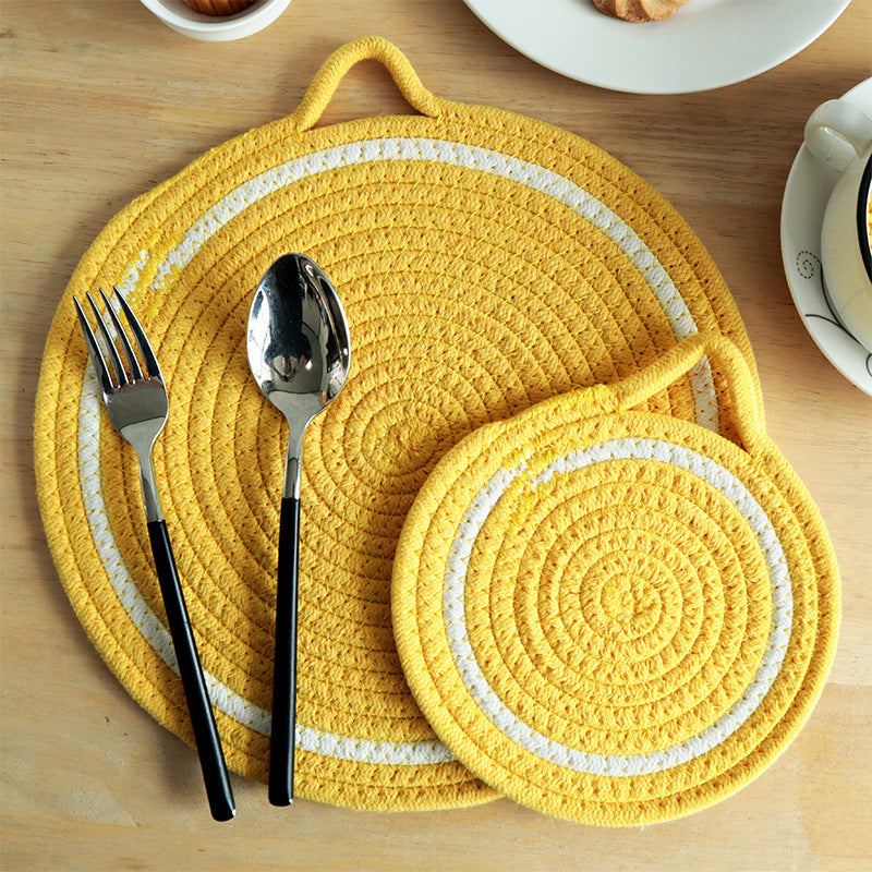 Fruit-Themed Cotton Rope Trivet, Round Heat Resistant Placemat, Coaster & Hanging Pot Holder