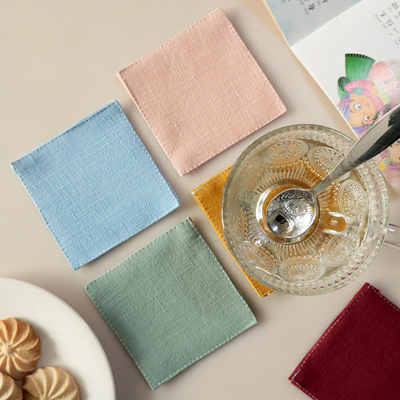 Solid Linen Coaster, Heat-Resistant Tea Cup Mat