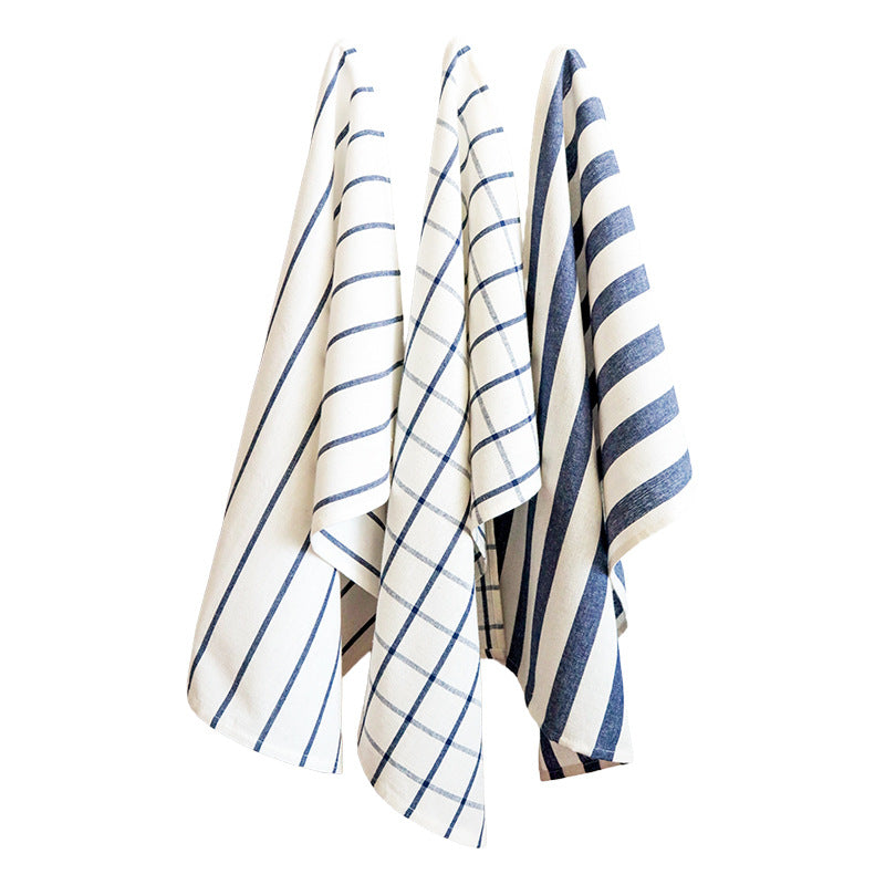 Mediterranean Blue Cotton Tea Towel, Kitchen Cloth & Food Photography Backdrop