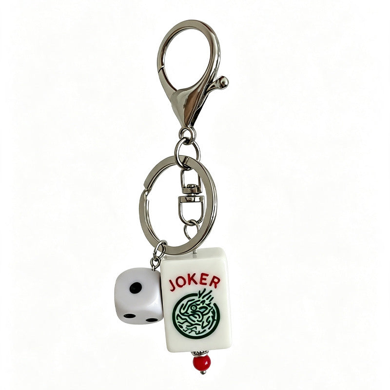 Mahjong Joker Tile and Dice Resin Keychain – Game Lover Bag Charm