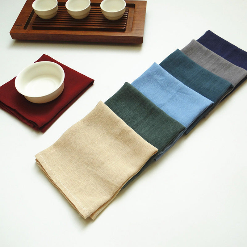 Japanese Style Solid Color Cotton Linen Napkin, Kitchen Tea Towel, Baking Cloth & Table Linen