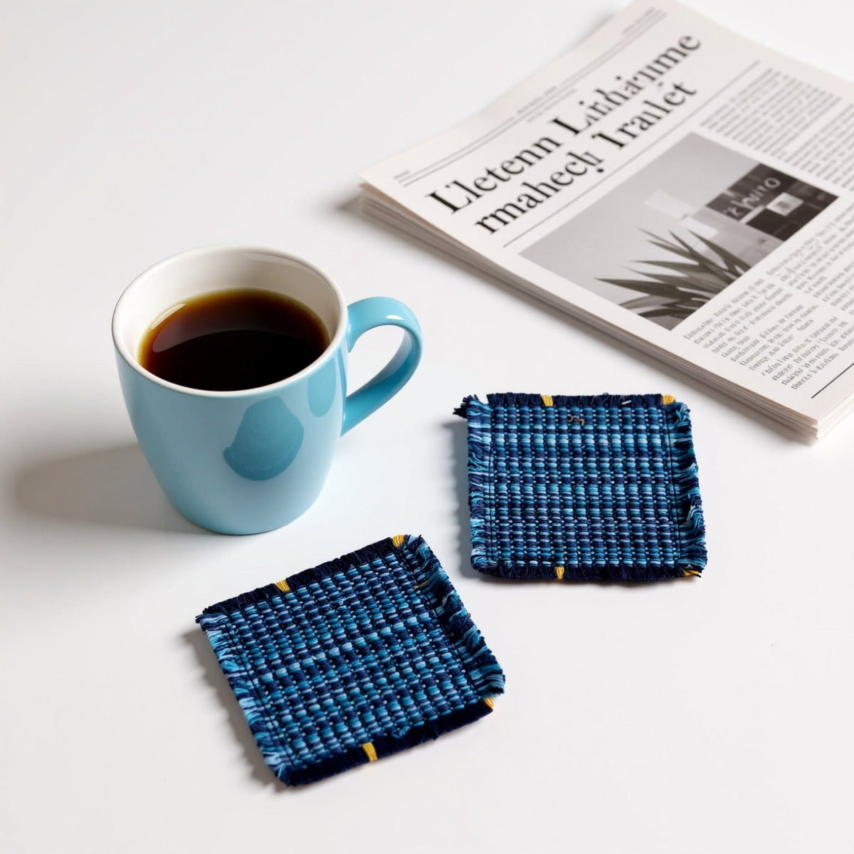 Cotton Woven Coaster Set – Handmade Fabric Drink Mats, Textured Coffee Cup Coasters for Kitchen Table & Home Decor