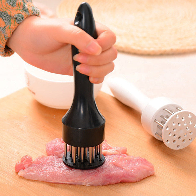 21-Blade Meat Tenderizer Tool – Stainless Steel Needle Steak Tenderizer with Ergonomic Handle, Black or White