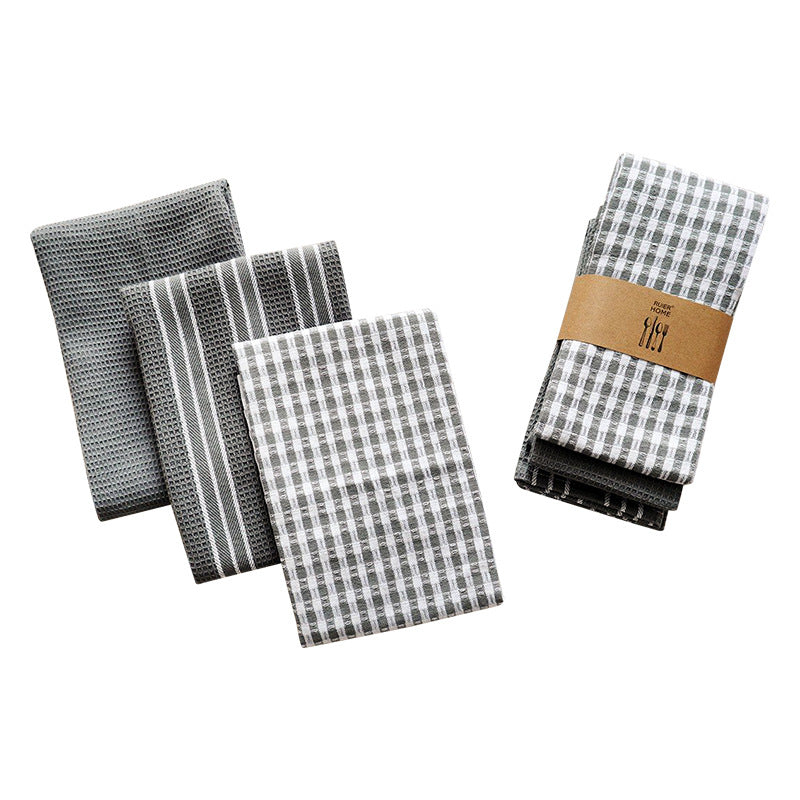 3-Pack Cotton Kitchen Towels, Absorbent Dish Cloths, Tea Towels & Table Mats