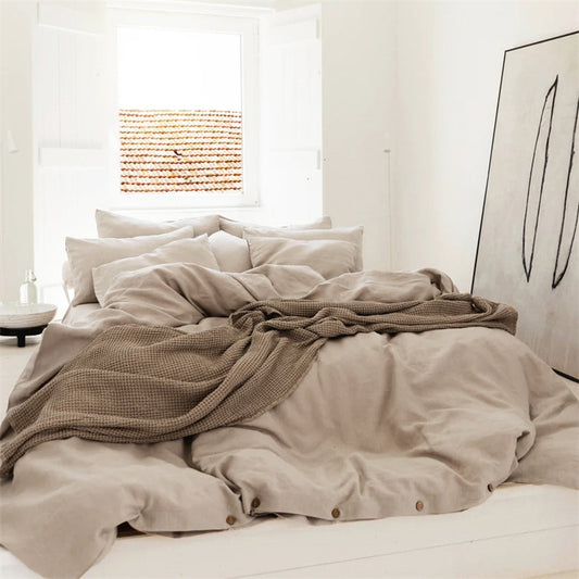 Pure Tones Premium Washed Linen 4-Piece Bedding Set - Earthy Ochre