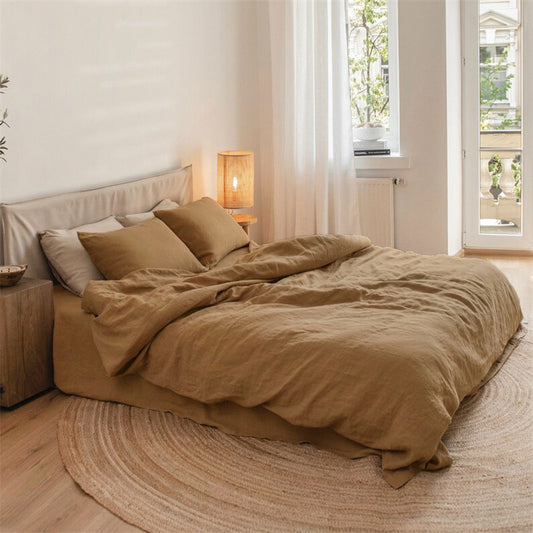 Washed Linen 4-Piece Bedding Set - Mint Green