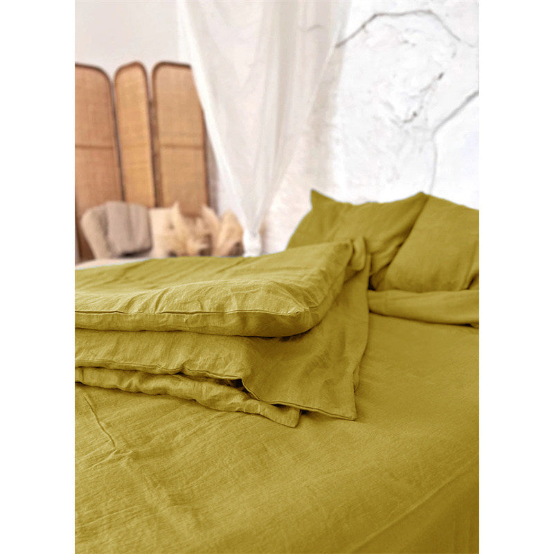 Premium Washed Linen 4-Piece Bedding Set | Amber