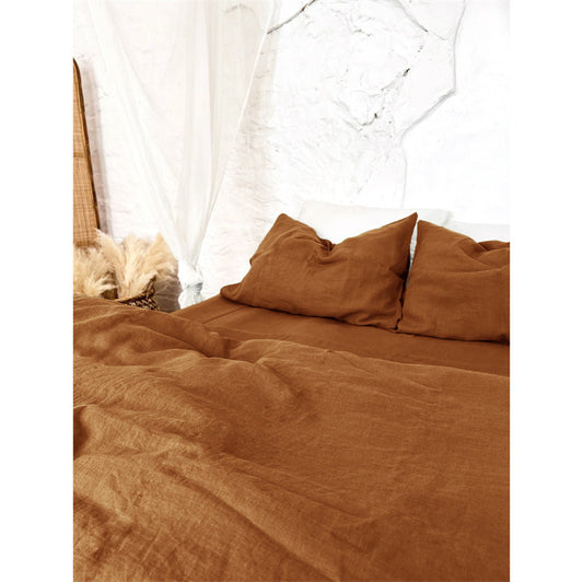 Premium Washed Linen 4-Piece Bedding Set | Amber