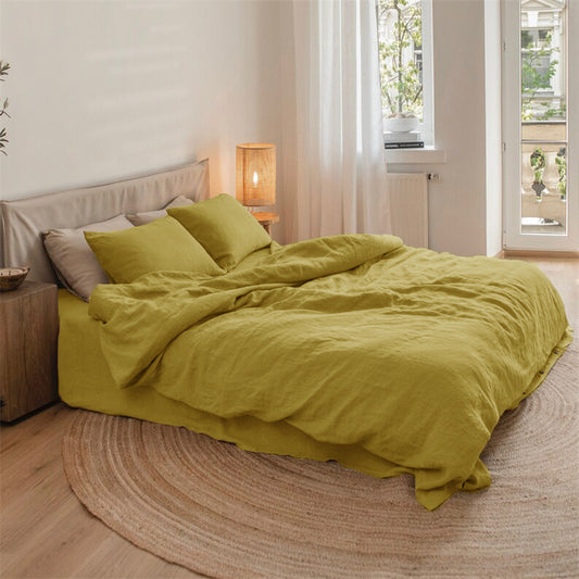 Washed Linen 4-Piece Bedding Set - Caramel