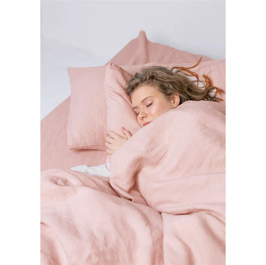 Premium Washed Linen 4-Piece Bedding Set | Petal Pink