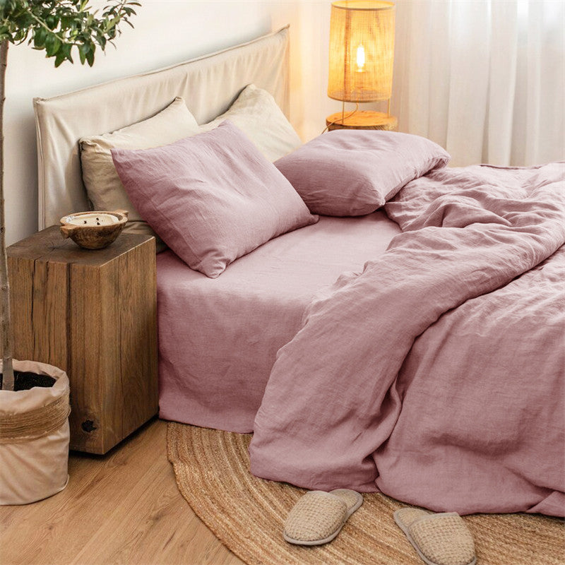 Washed Linen 4-Piece Bedding Set -Charcoal Gray