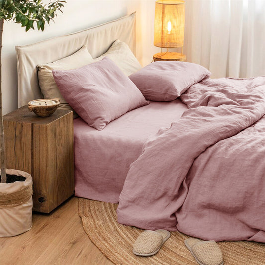 Washed Linen 4-Piece Bedding Set -Moonlight Gray