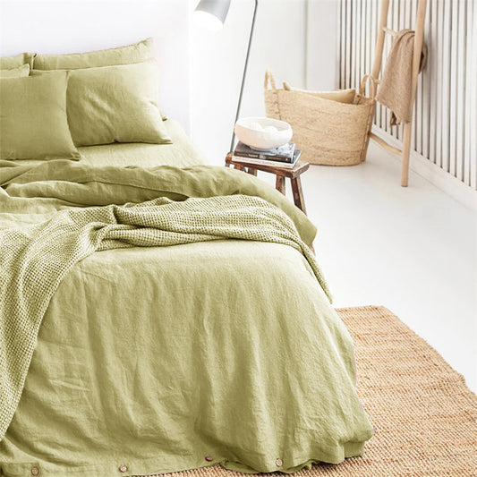 Washed Linen 4-Piece Bedding Set - Pure White
