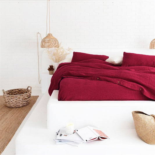 Washed Linen 4-Piece Bedding Set - Classic Gray
