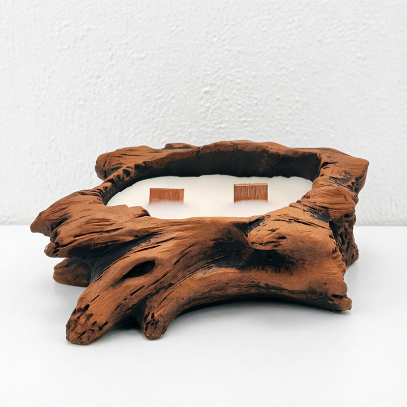 Rustic Tree Stump Candle – Woodland Scented Candle, Natural Wooden Wick Home Decor