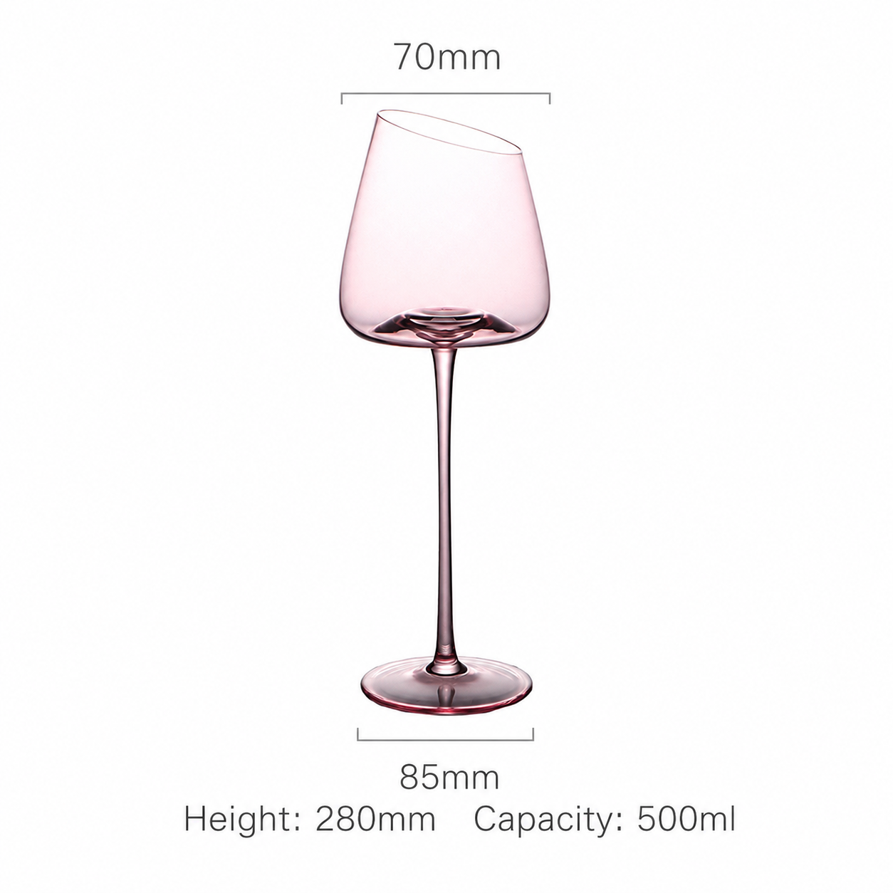Pink Crystal Wine Glass – Luxury Angled Rim Stemmed Goblet