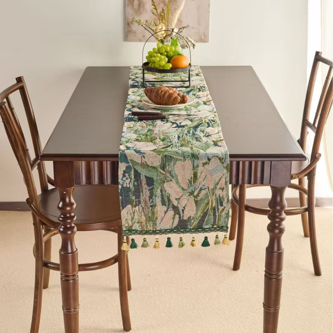 Boho Tassel Table Runner Ethnic Decorative Table Cover