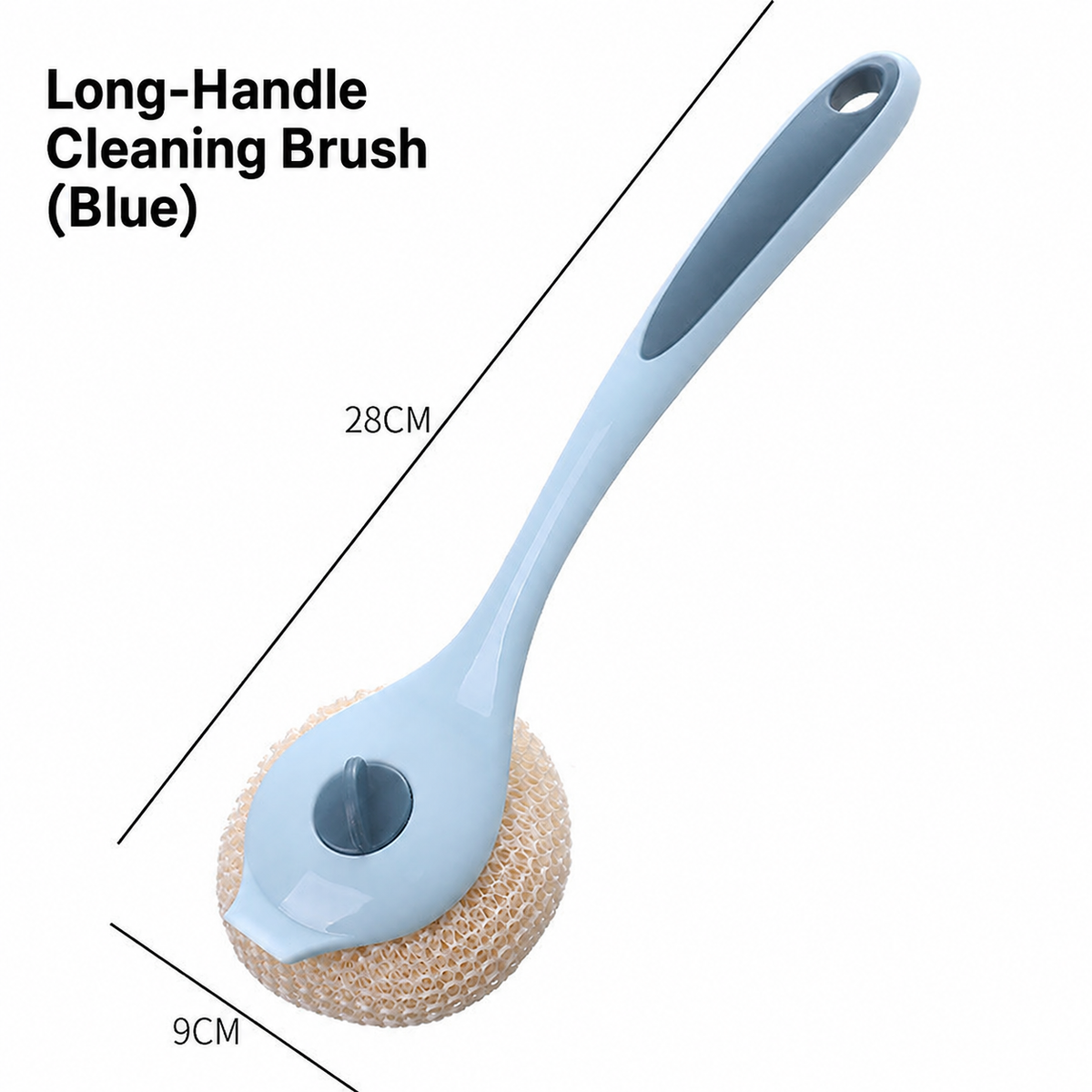 Long Handle Cleaning Brush – PP Dish Scrubber with Round Scouring Head