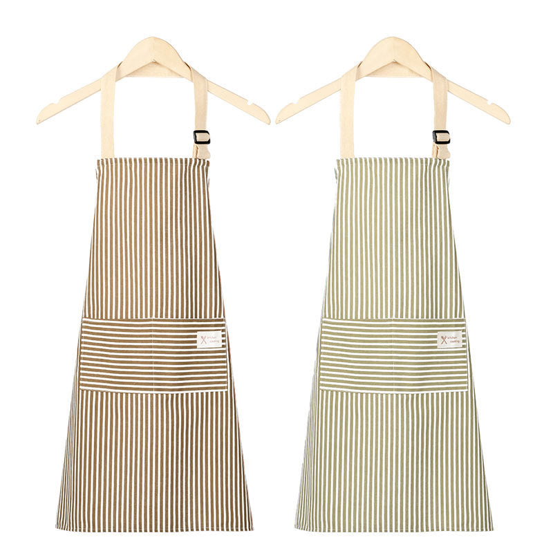 Cotton Linen Apron for Women, Cute Sleeveless Kitchen Smock with Front Pocket