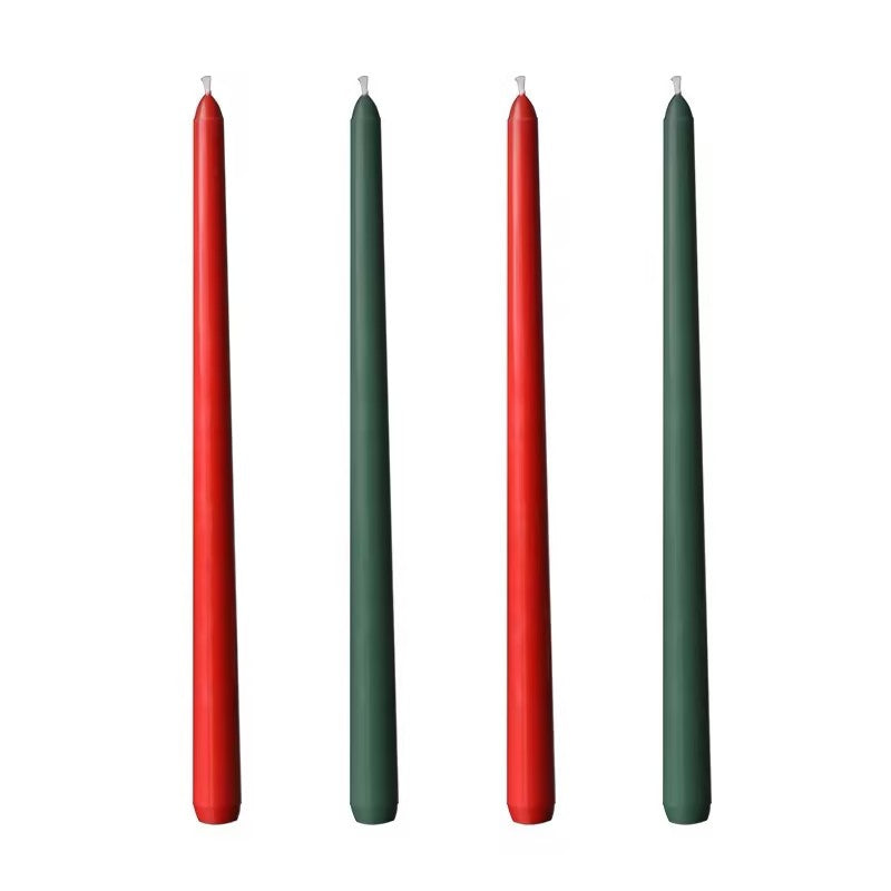 10” Colored Taper Candles, Smokeless Paraffin, 25cm – Set of 4