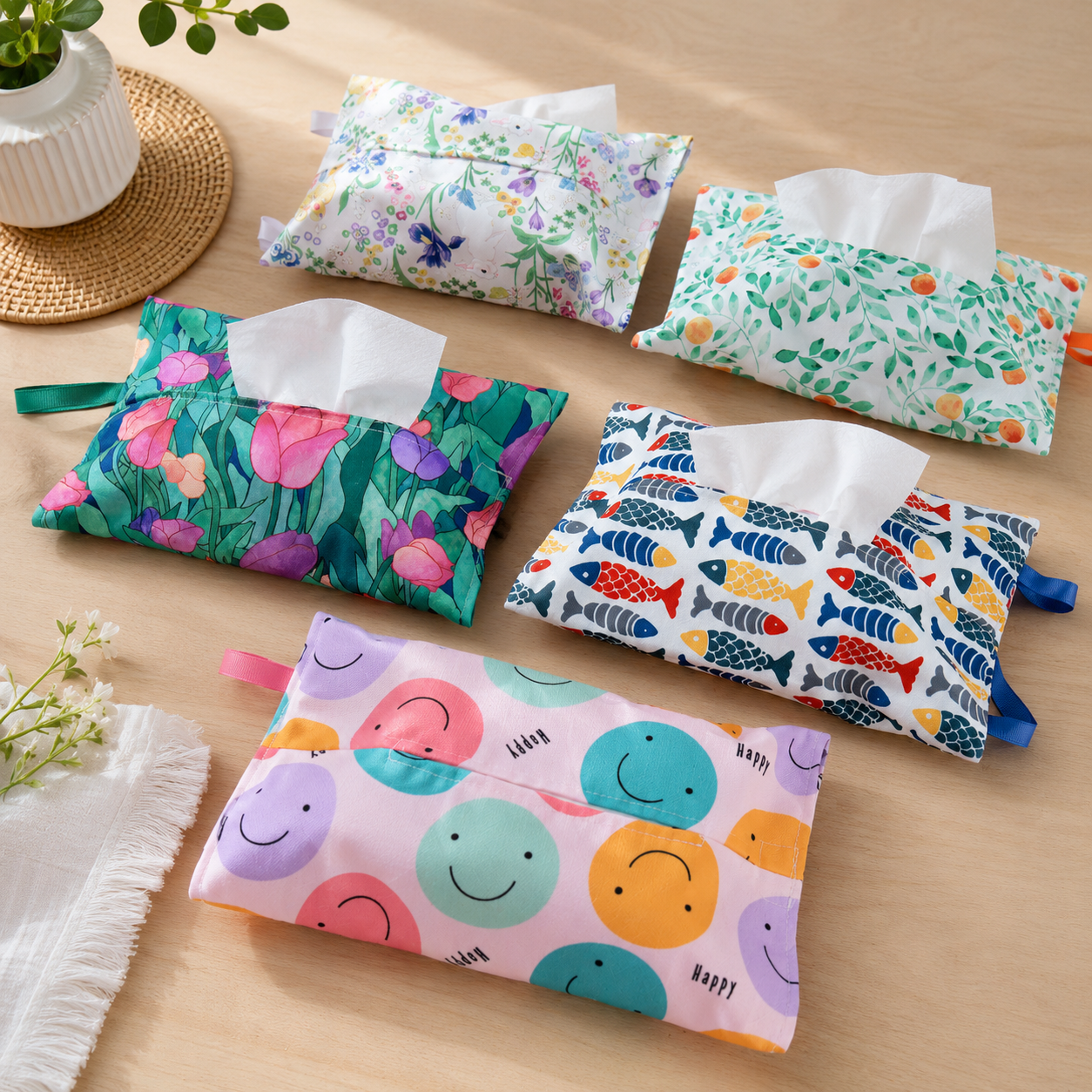 Fabric Tissue Box Cover, INS Style Tabletop Tissue Holder
