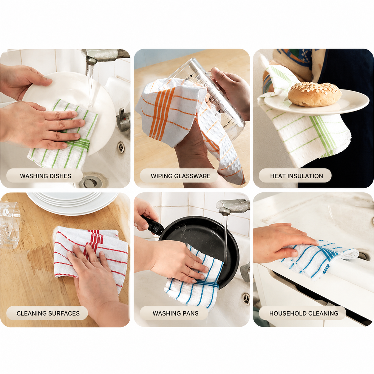 Cotton Waffle Dish Cloth Set, 30 x 30 cm Kitchen Cleaning Towels, 10 pcs