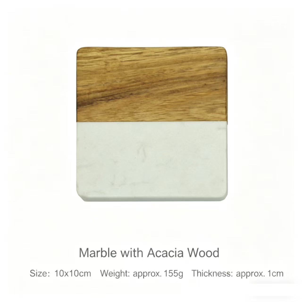 Square Acacia Wood and Marble Trivet Heat Resistant Pot Holder Kitchen Counter Protector Wooden Stone Hot Pad
