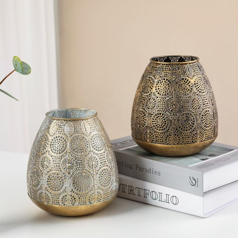 Metal Hollow Carved Candle Holder