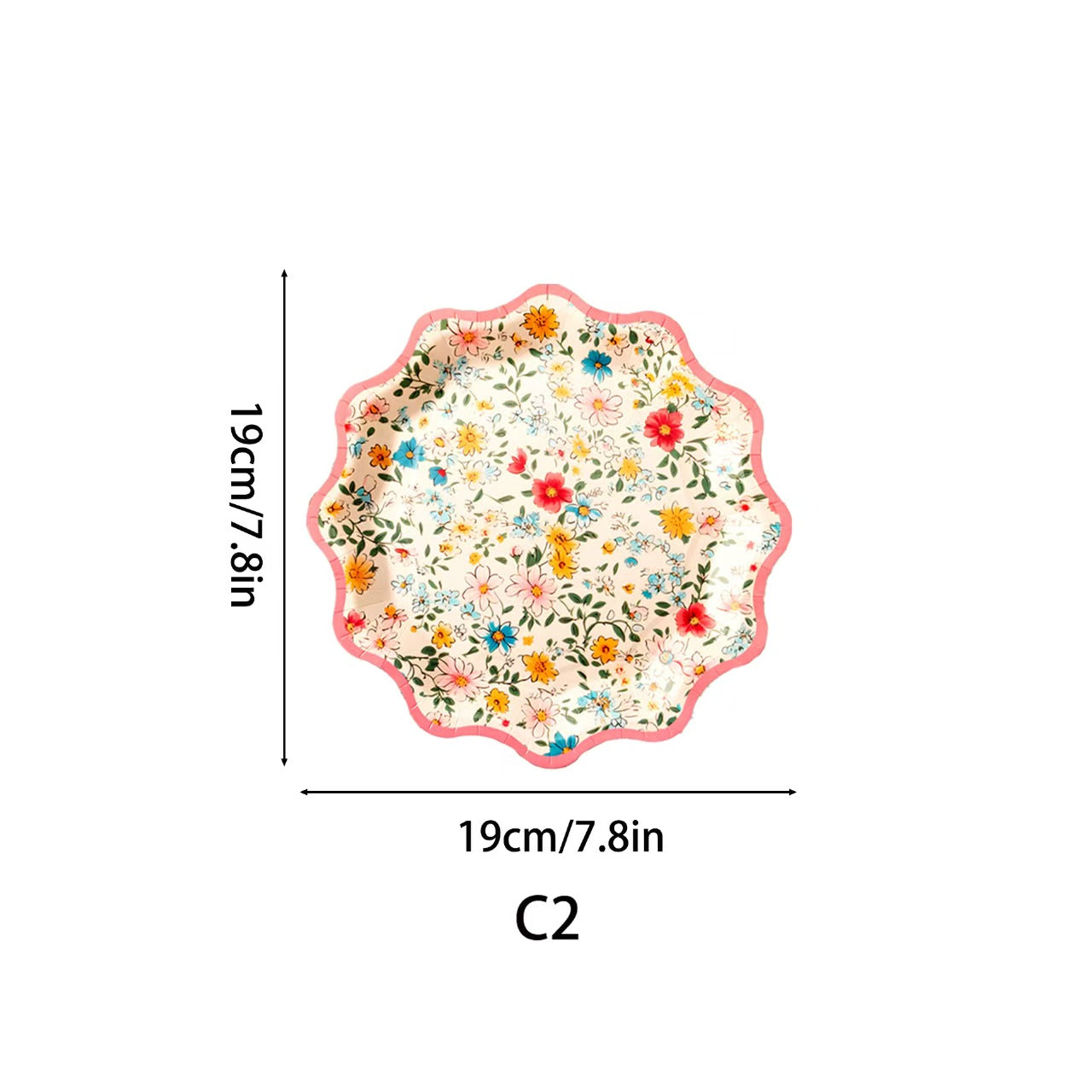 Scalloped Paper Party Plates Disposable 12-Sided Festive Tableware