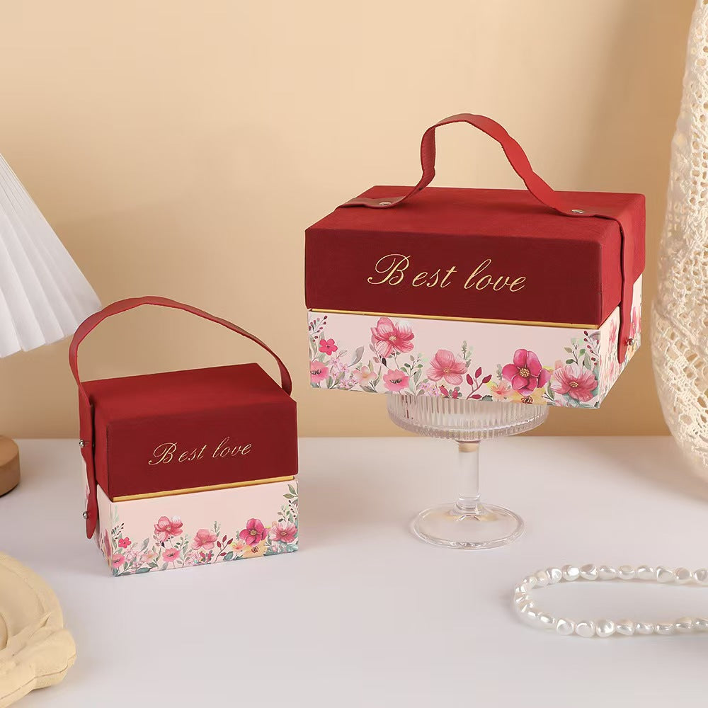 Velvet Gift Box Wedding Favor Candy Box with Handle
