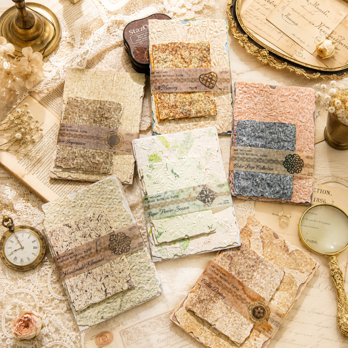 Letterpress Relief Paper – Aesthetic Retro Stationery for Scrapbooking & Journaling
