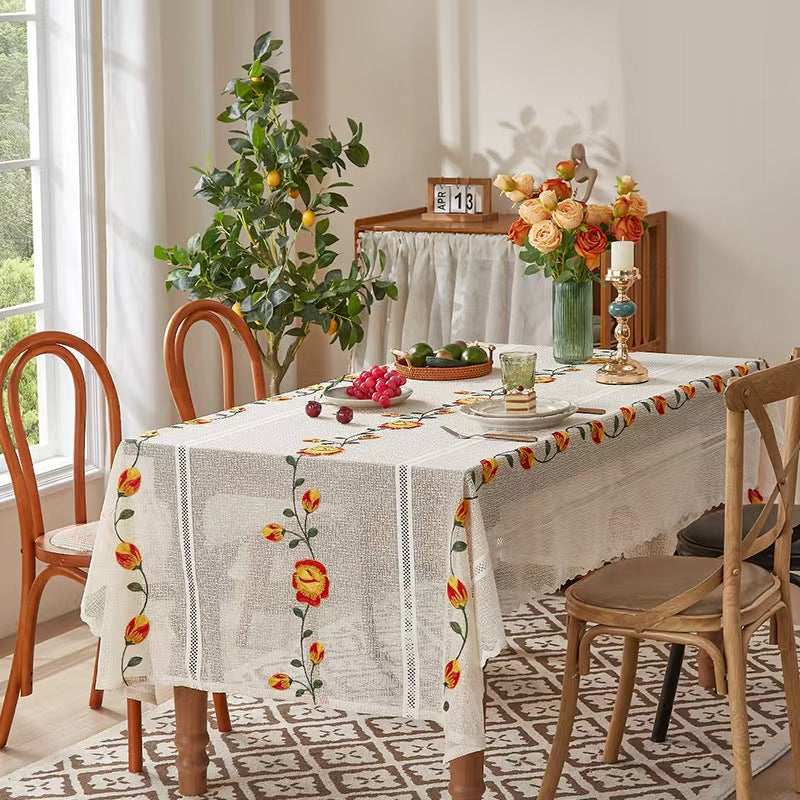 Christmas Lace Tablecloth Polyester Holiday Table Cover
