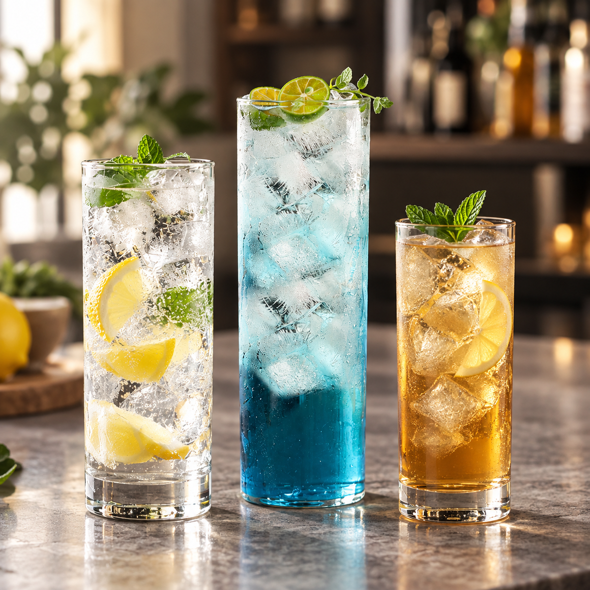 Clear Collins Glass, Tall Highball Drinking Glass