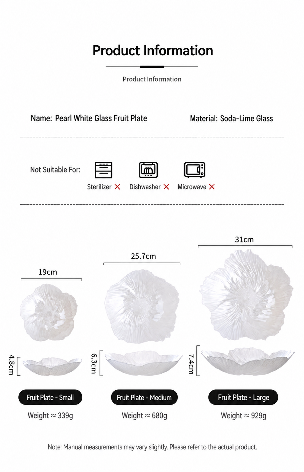 Polish-Style Glass Fruit Bowl – Luxury Pearl White Floral Serving Plate