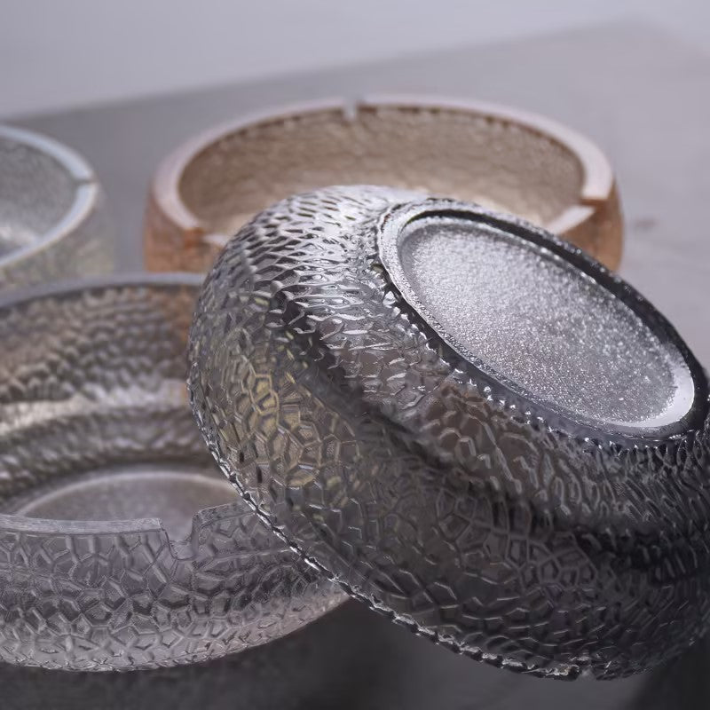 Luxury Textured Glass Ashtray – Crystal Pattern Decorative Cigarette Ashtray Tray for Home, Office, Bar & Hotel