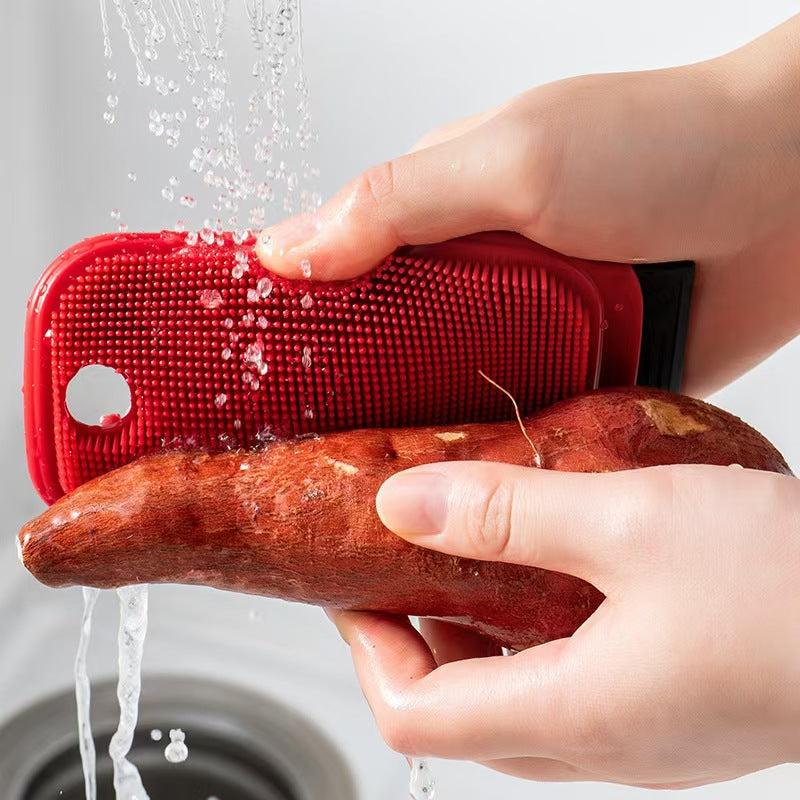 Flexible Fruit & Vegetable Cleaning Brush, Multi-Purpose Silicone Kitchen Scrubber Tool