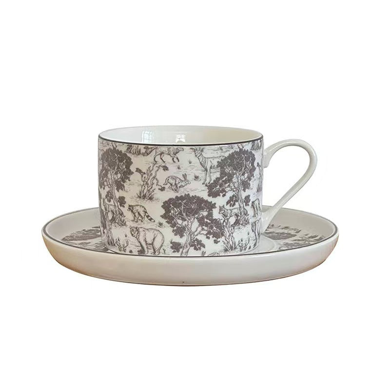 Forest Theme Ceramic Coffee Cup and Saucer Set