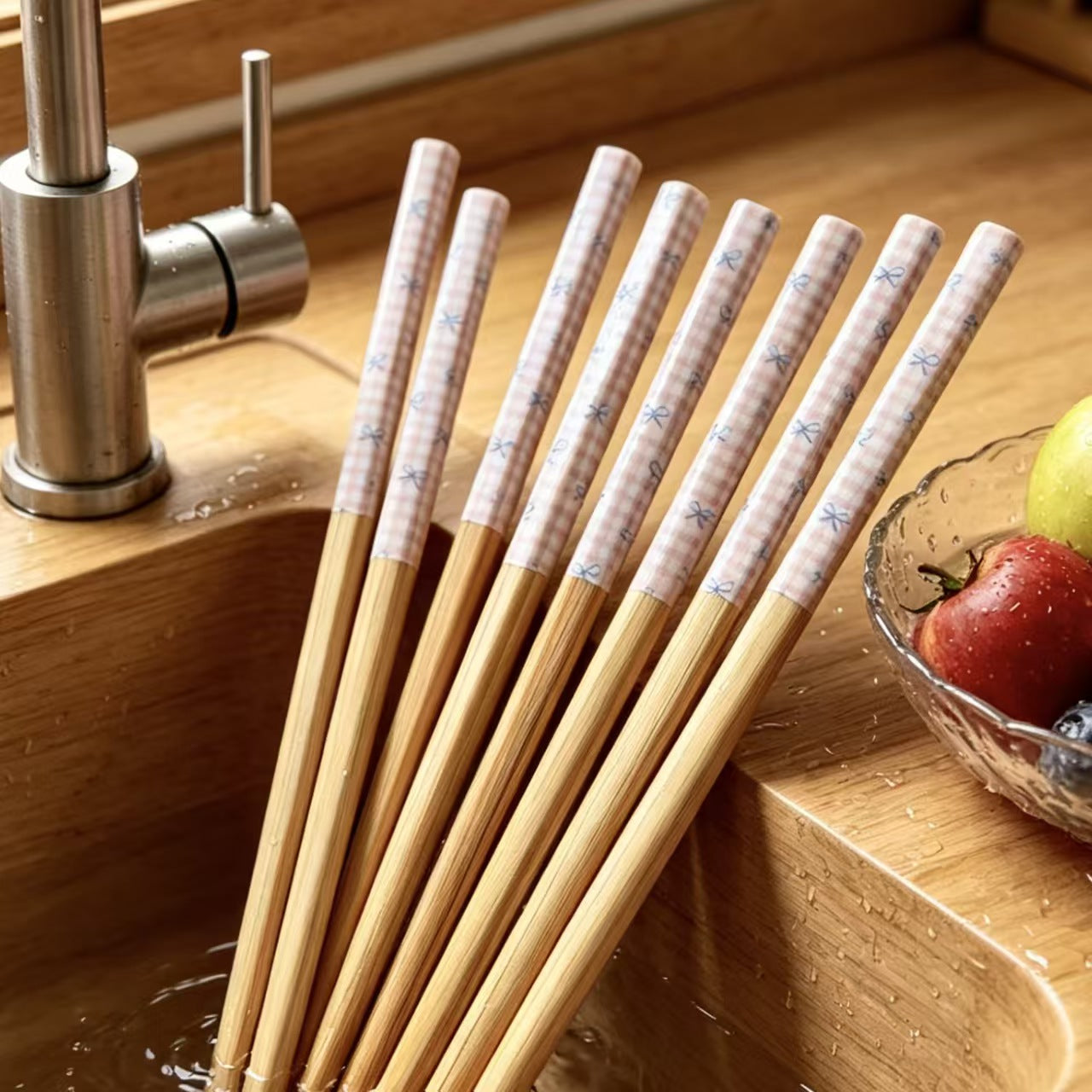 24cm Bamboo Chopsticks Pattern Reusable Tableware