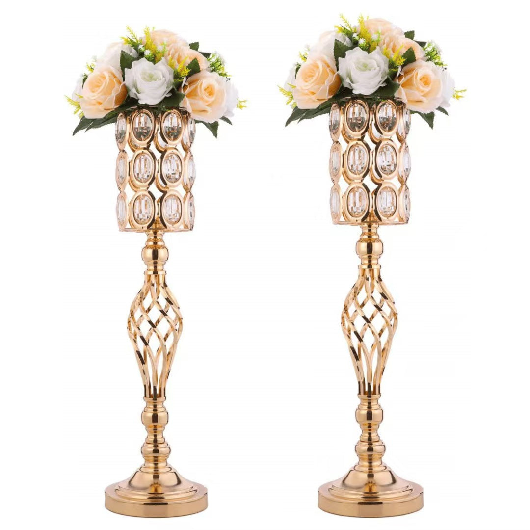 Heavy Duty Exquisite Twisted Crystal Iron Candleholder, Luxury Decorative Home Accent