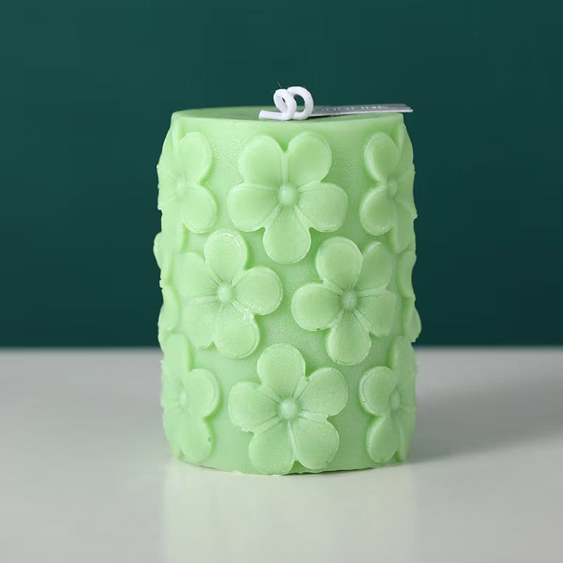 Embossed Pillar Beeswax Candle